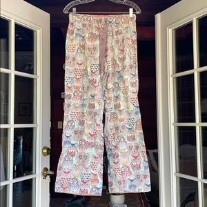 Colorful soft pajama pants with owl print